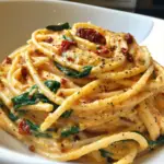 Amazing Spaghetti & Spinach with Sun-Dried Tomato Cream Sauce