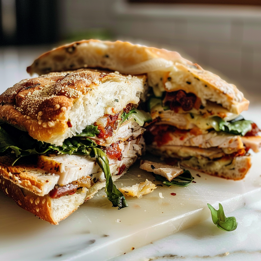 Trader Joe's Sun-Dried Tomato Focaccia Turkey Sandwich
