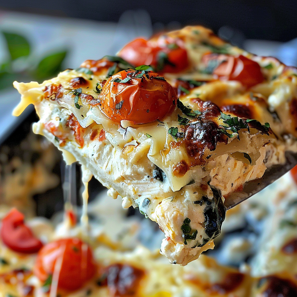 White Chicken Caprese Lasagna