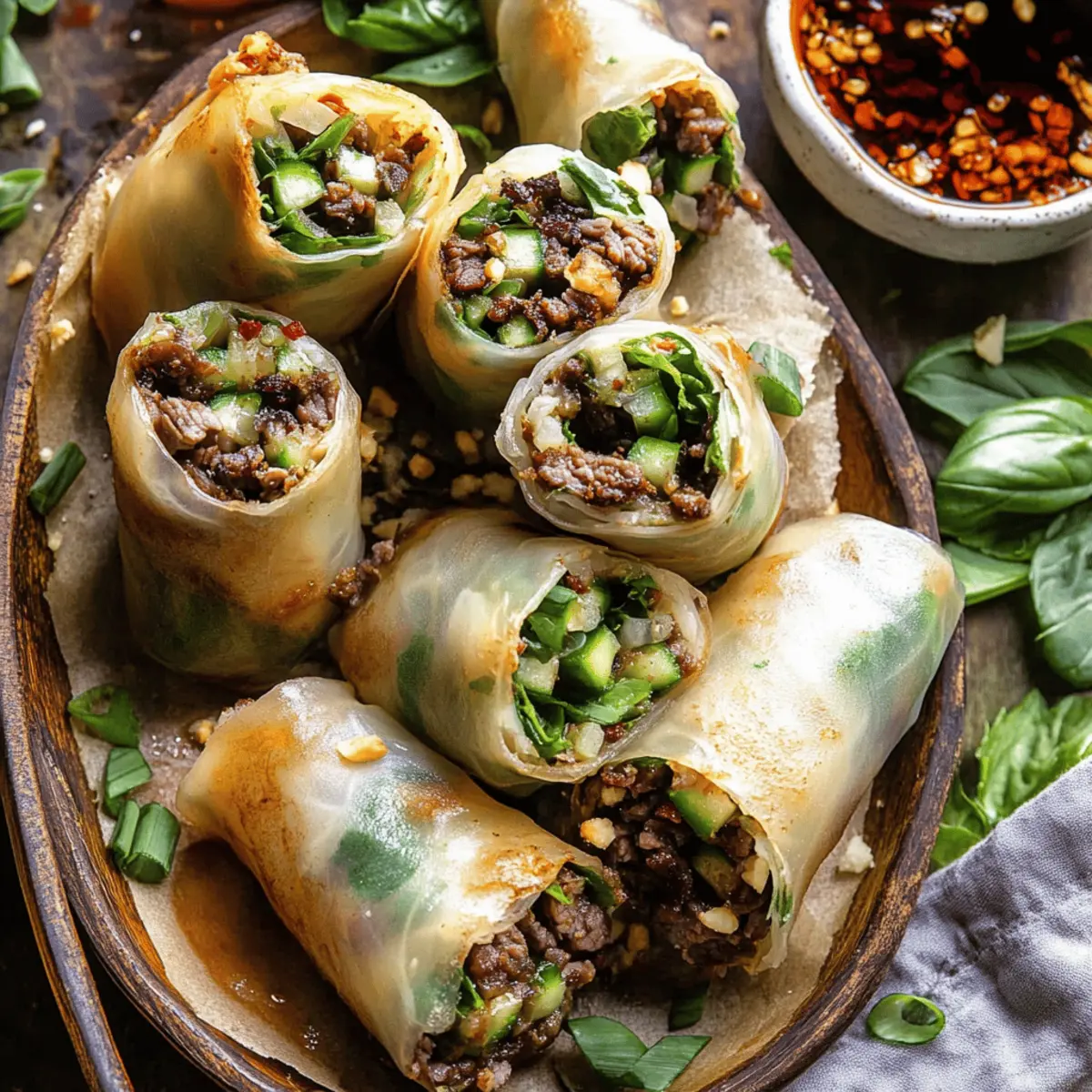 20 Minute Thai Basil Beef Rolls