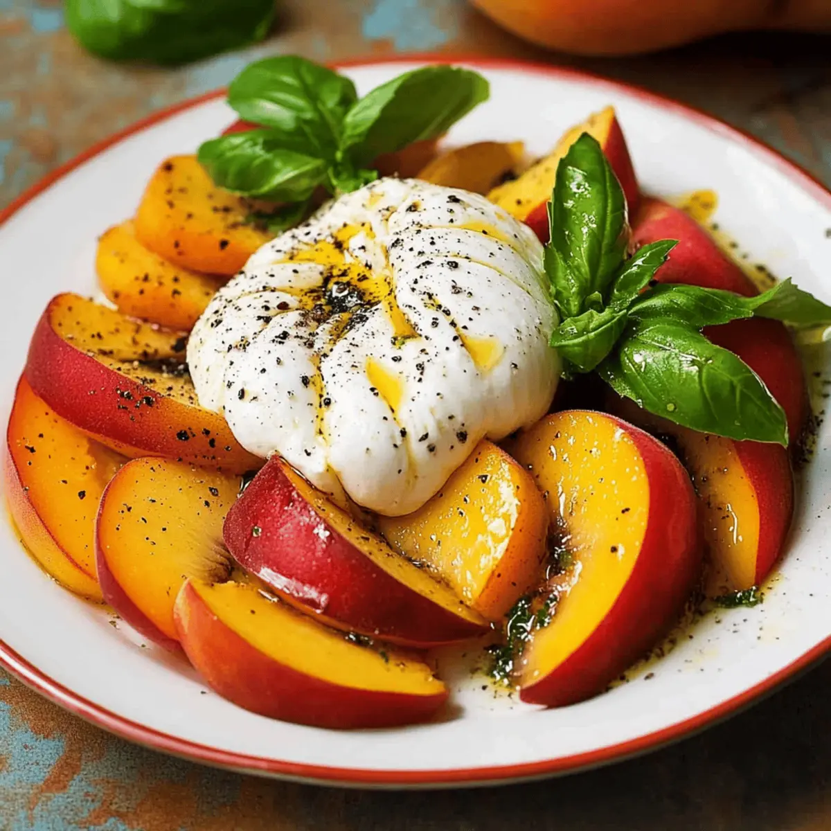 Delicious Peach Caprese Salad with Burrata for Summer Refreshment