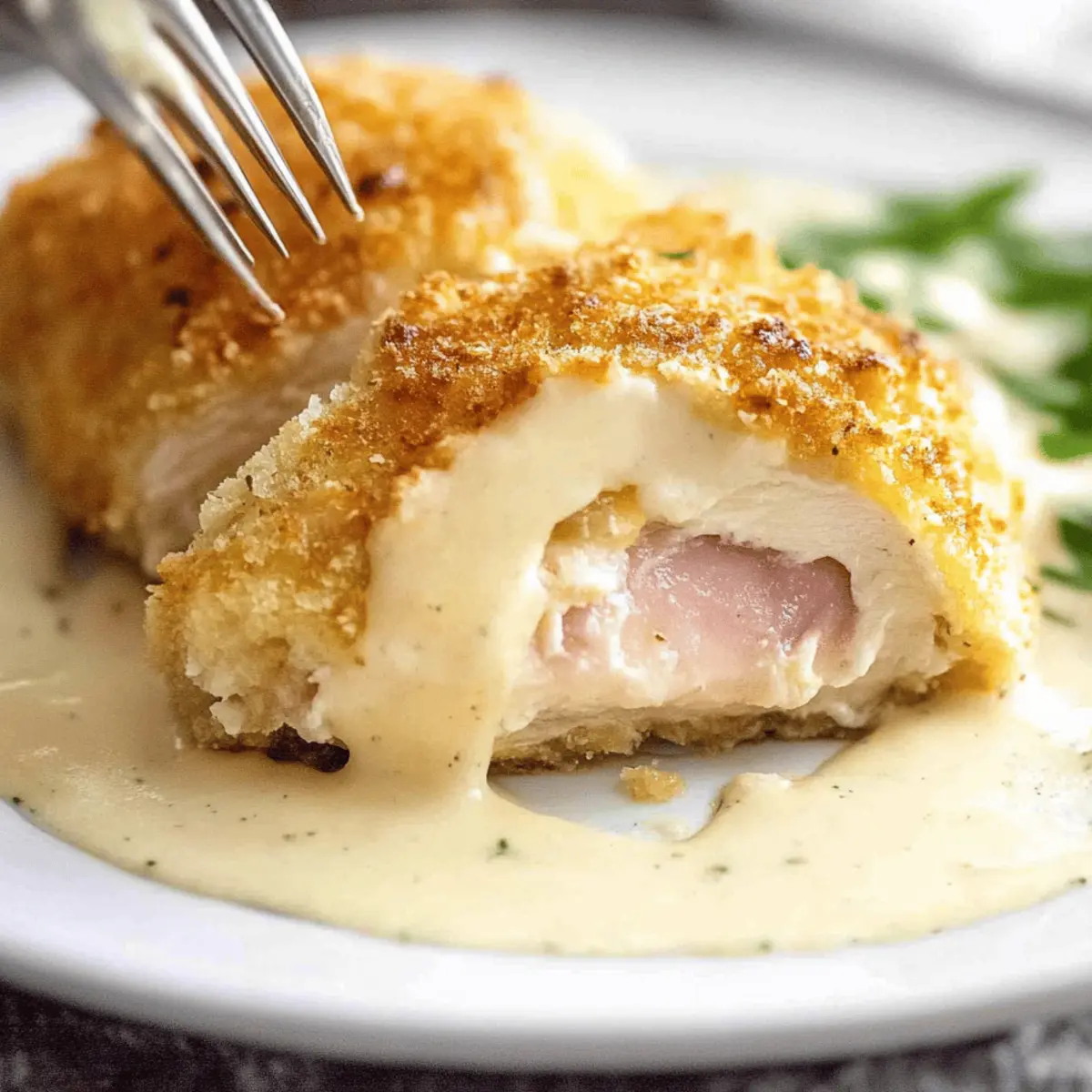 Easy Baked Chicken Cordon Bleu Recipe with Dijon Cream Sauce