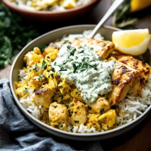 Dump-and-Bake Chicken Tzatziki with Rice