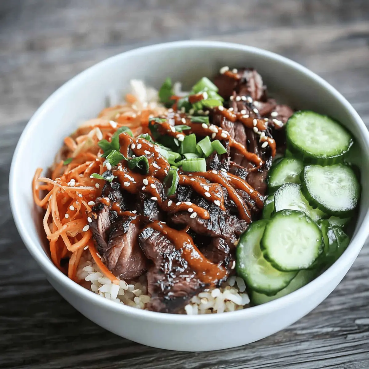 Korean BBQ Steak Rice Bowls with Spicy Cream Sauce Recipe