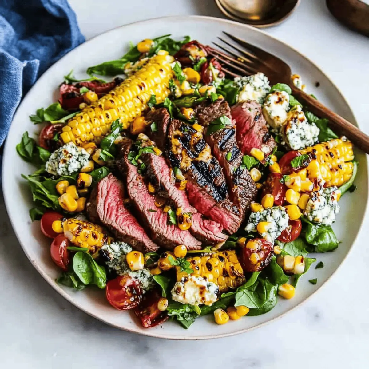 Balsamic Steak Gorgonzola Salad with Grilled Corn Recipe Delight
