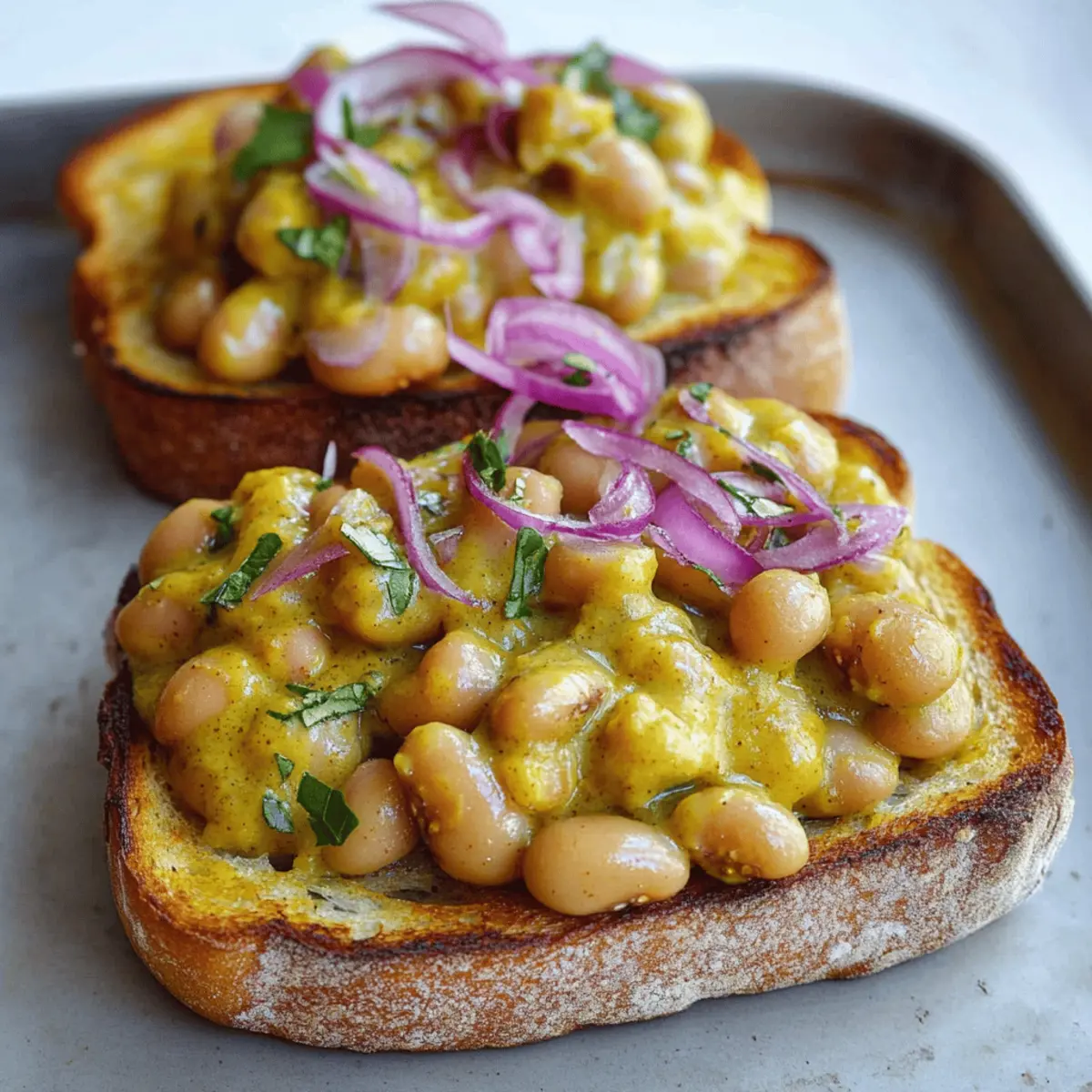 Cheesy Curried Butter Beans on Toast