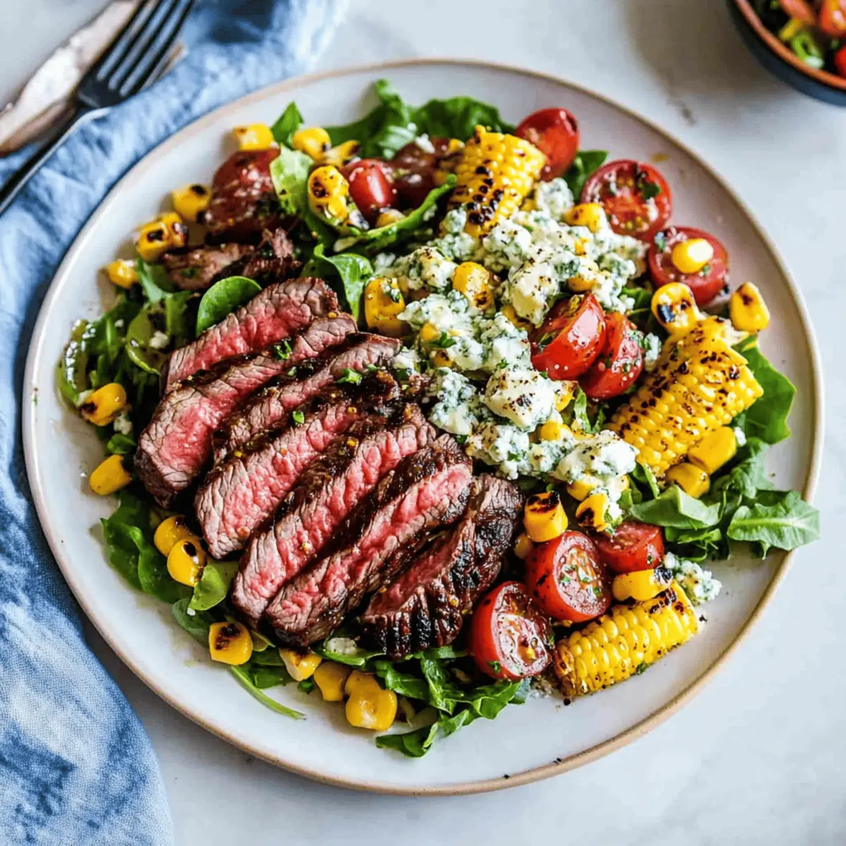 Balsamic Steak Gorgonzola Salad with Grilled Corn Recipe Delight