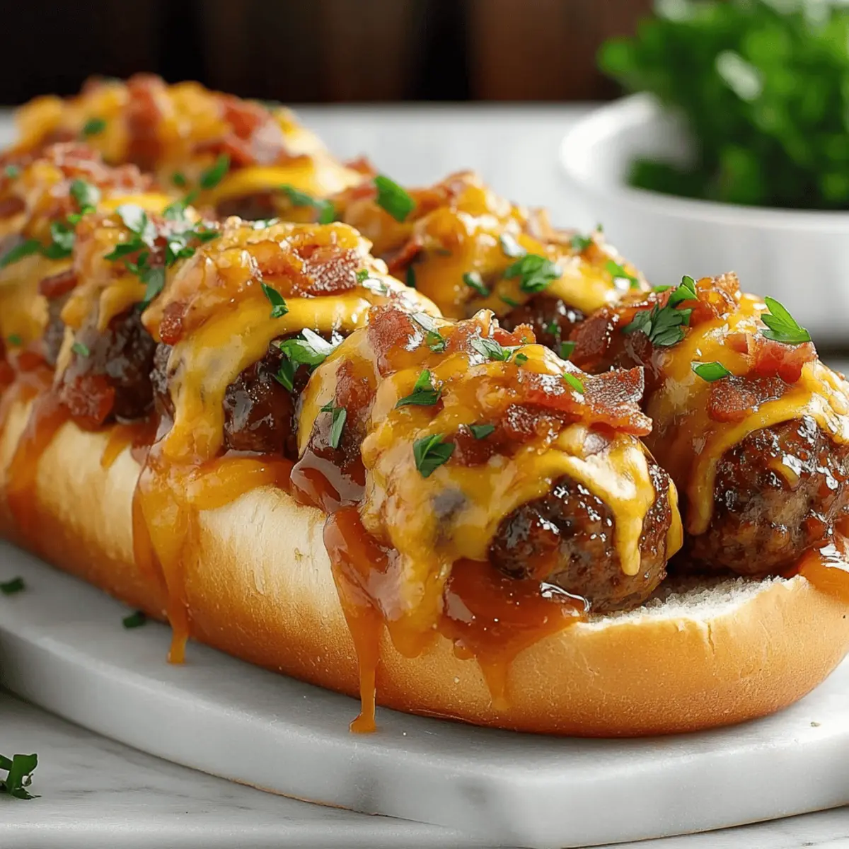 Mouthwatering Bourbon BBQ Bacon Cheeseburger Meatball Subs Recipe
