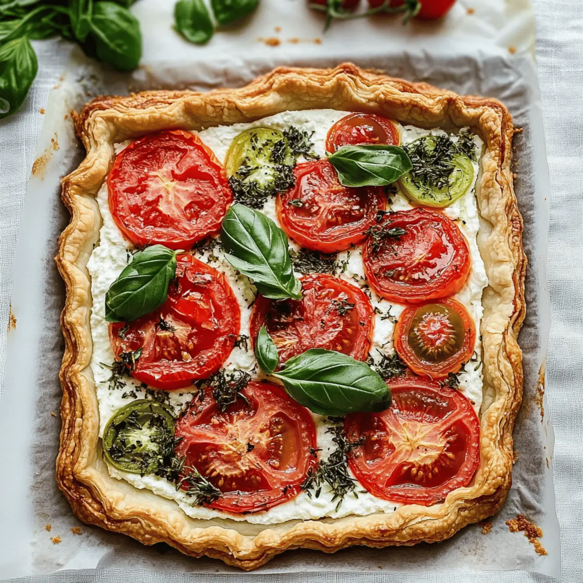 Delicious Herbed Ricotta Tomato Tart Recipe with Fresh Heirlooms