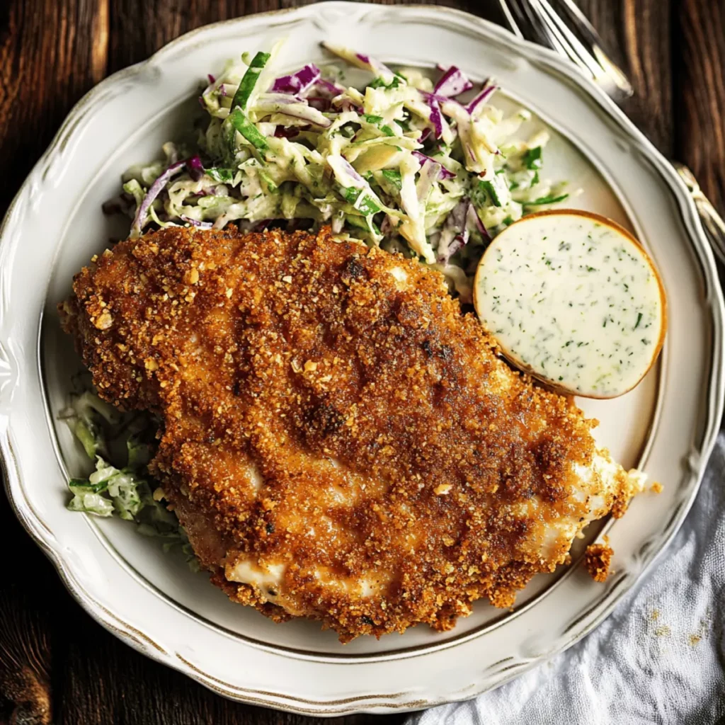 Walnut Crusted Chicken with Fennel Slaw