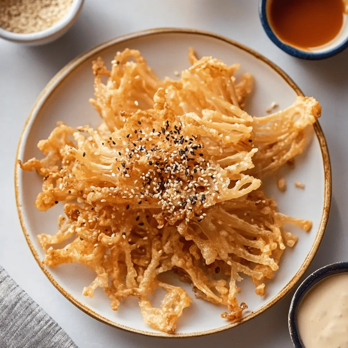 Crispy Fried Enoki Mushrooms with Spicy Mala Seasoning Recipe