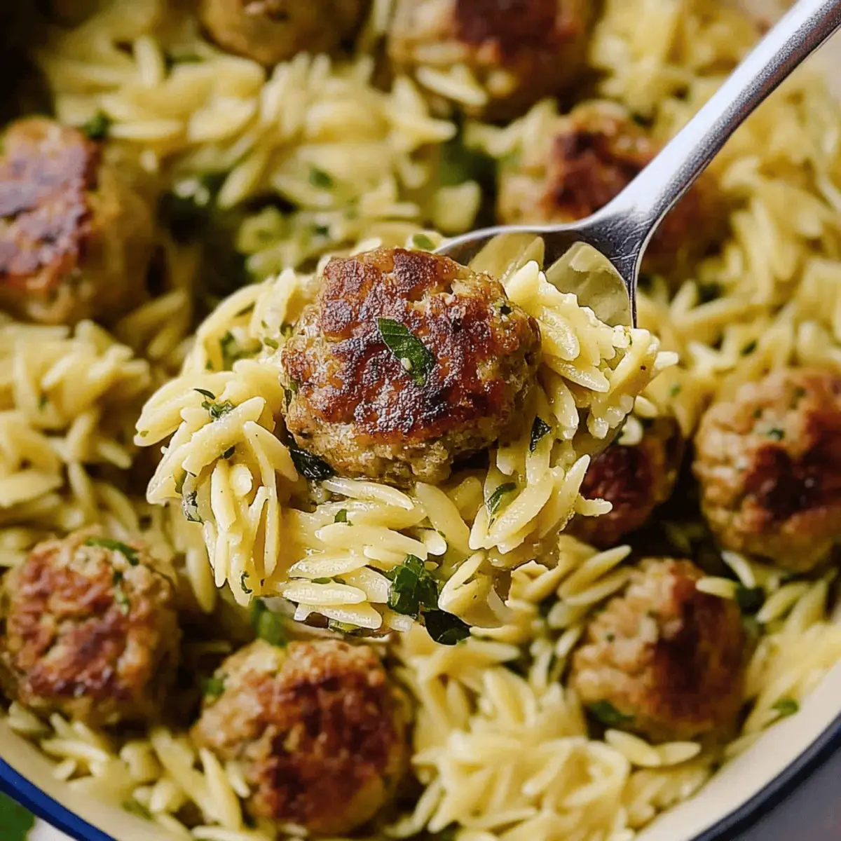 Savory Greek Chicken Meatballs with Zesty Lemon Orzo Recipe