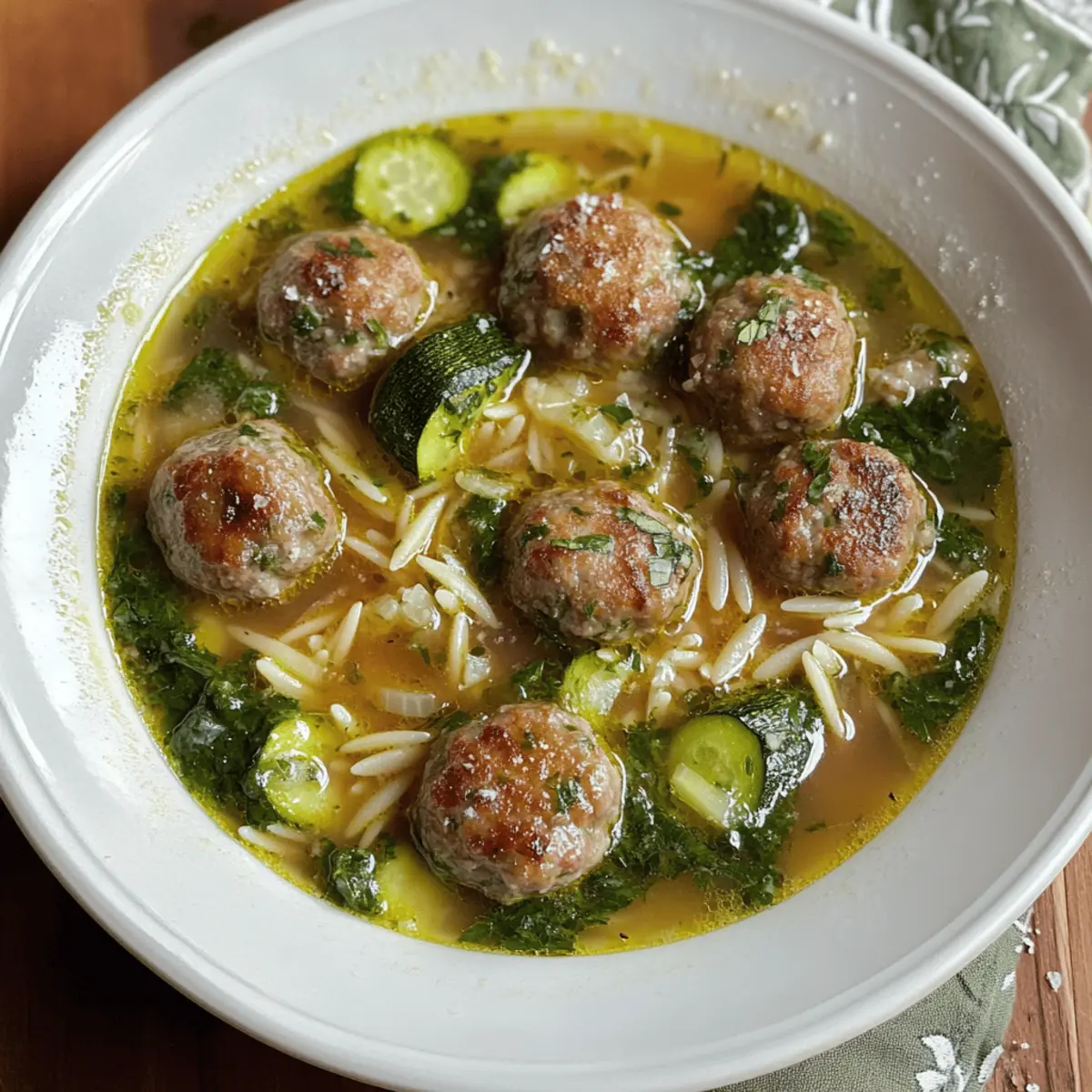 Meatball and Courgette Orzo Broth