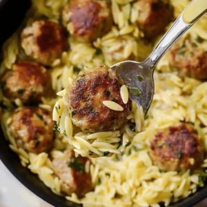 Savory Greek Chicken Meatballs with Zesty Lemon Orzo