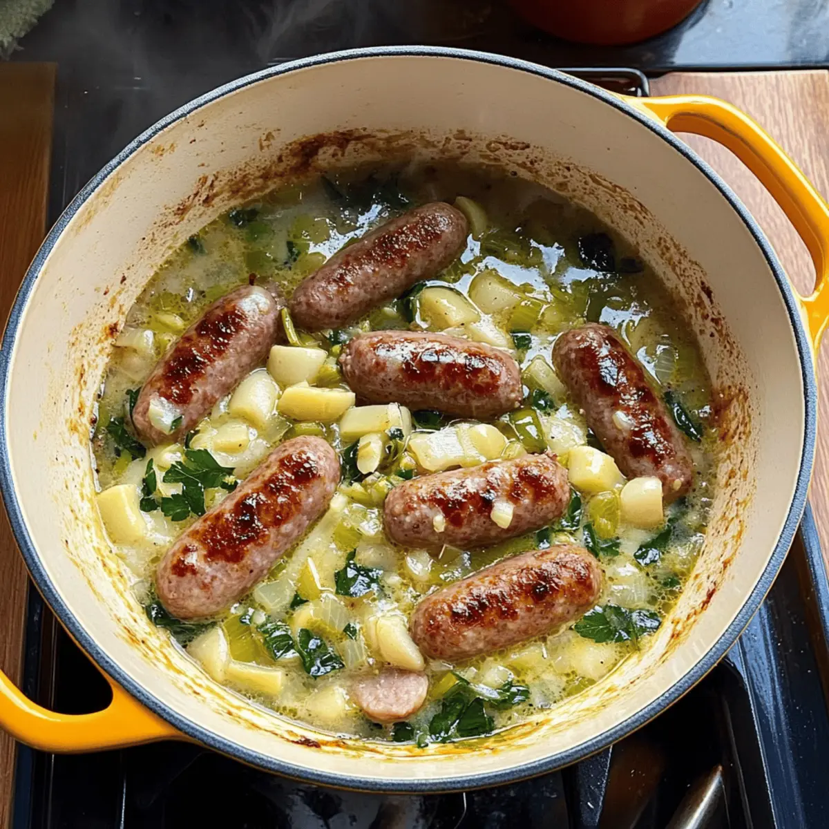 Creamy Leek and Sausage Stew with Butterbeans and Spinach