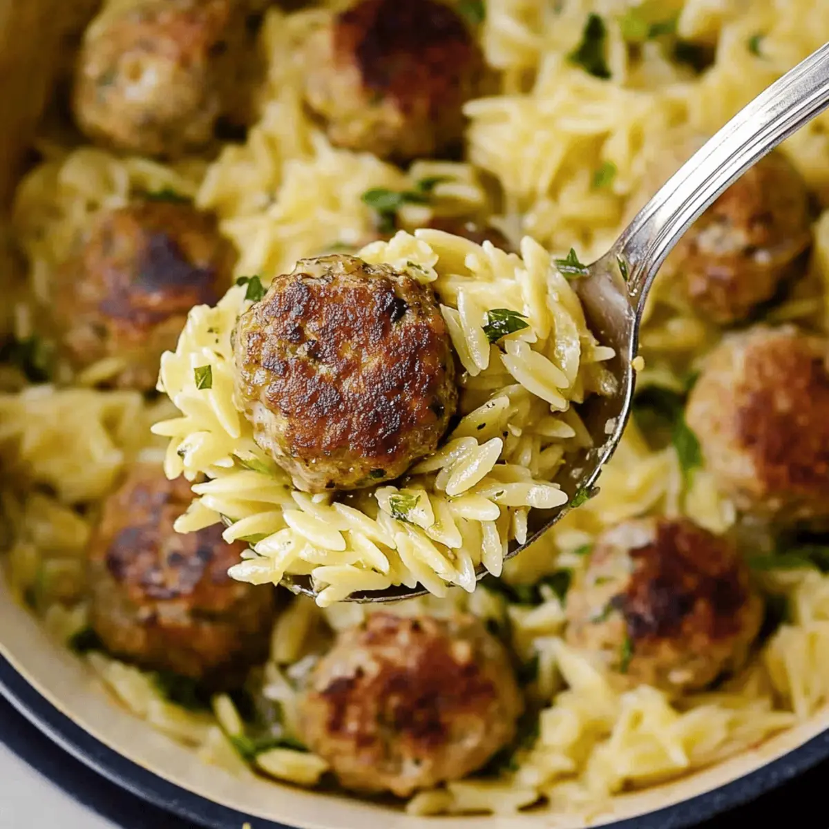 Savory Greek Chicken Meatballs with Zesty Lemon Orzo Recipe
