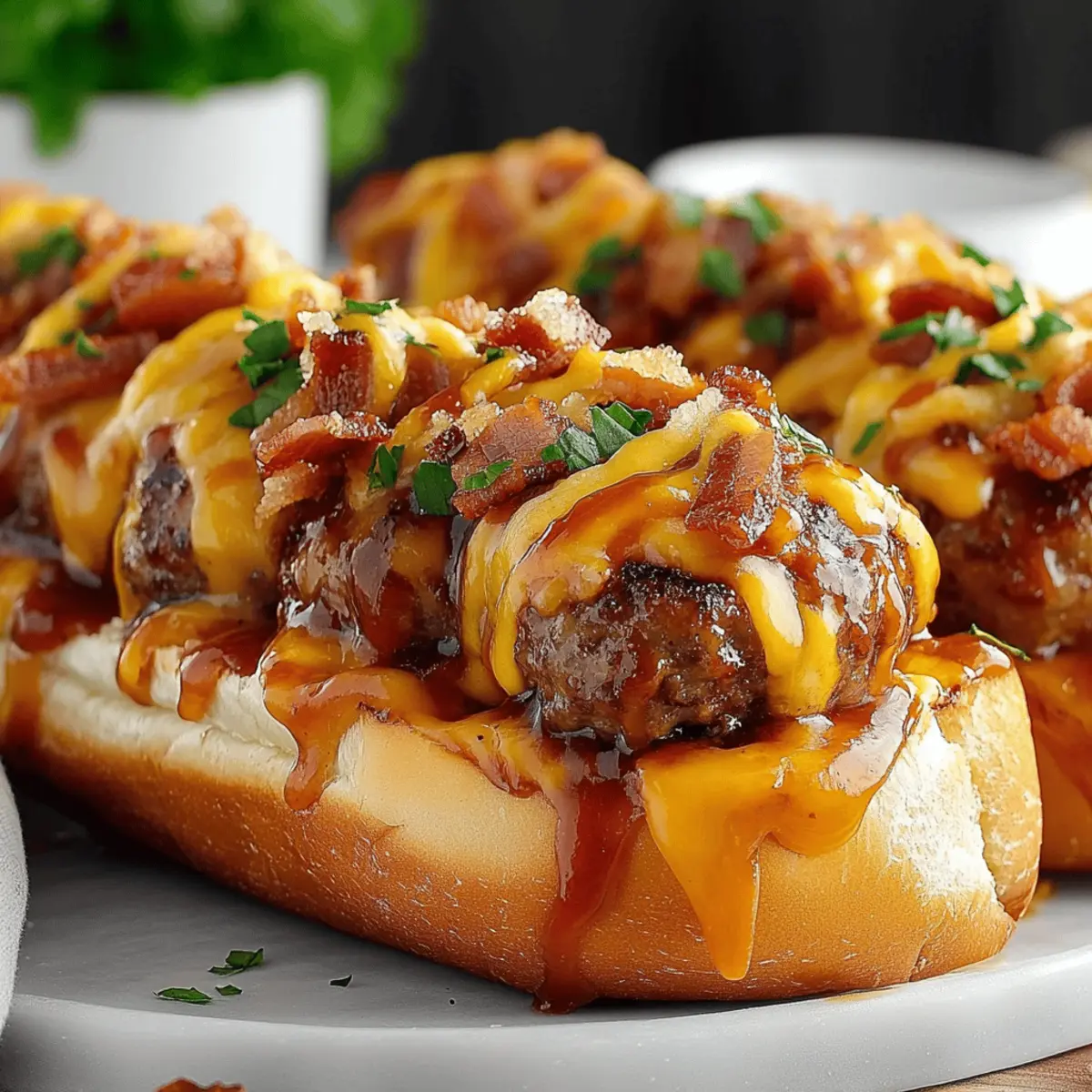 Mouthwatering Bourbon BBQ Bacon Cheeseburger Meatball Subs Recipe