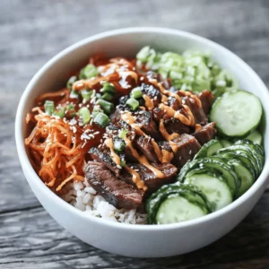 Korean BBQ Steak Rice Bowls with Spicy Cream Sauce