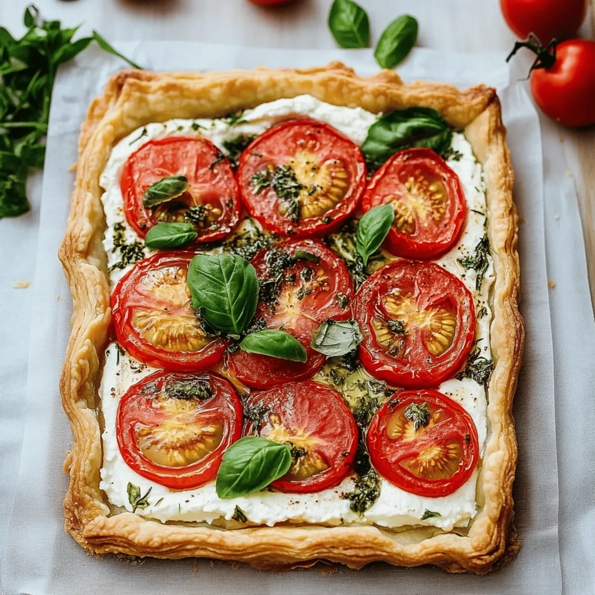 Delicious Herbed Ricotta Tomato Tart Recipe with Fresh Heirlooms