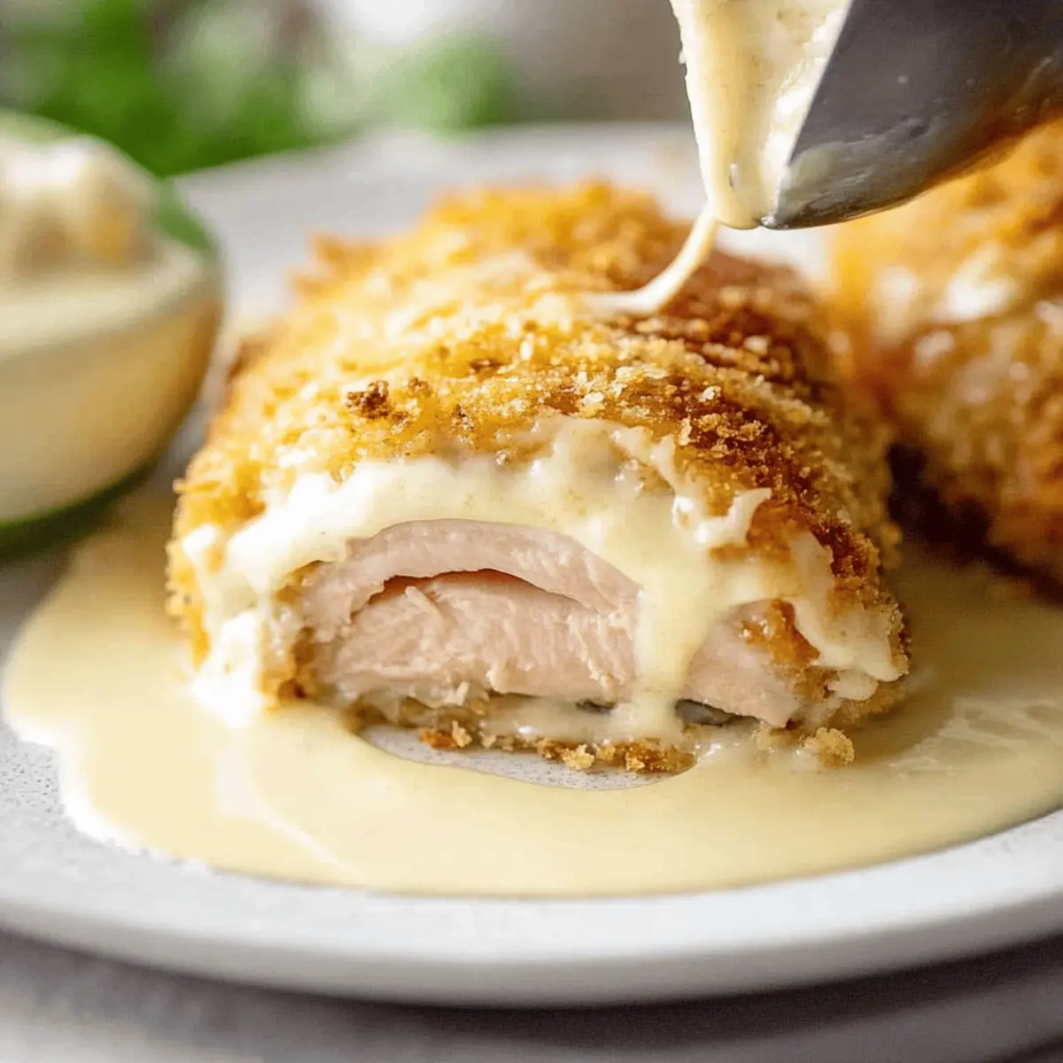 Easy Baked Chicken Cordon Bleu Recipe with Dijon Cream Sauce