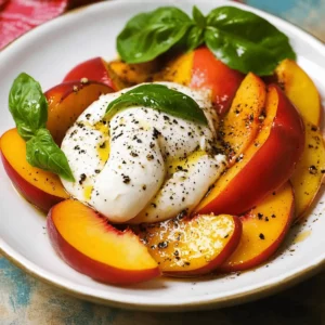 Peach Caprese Salad with Burrata