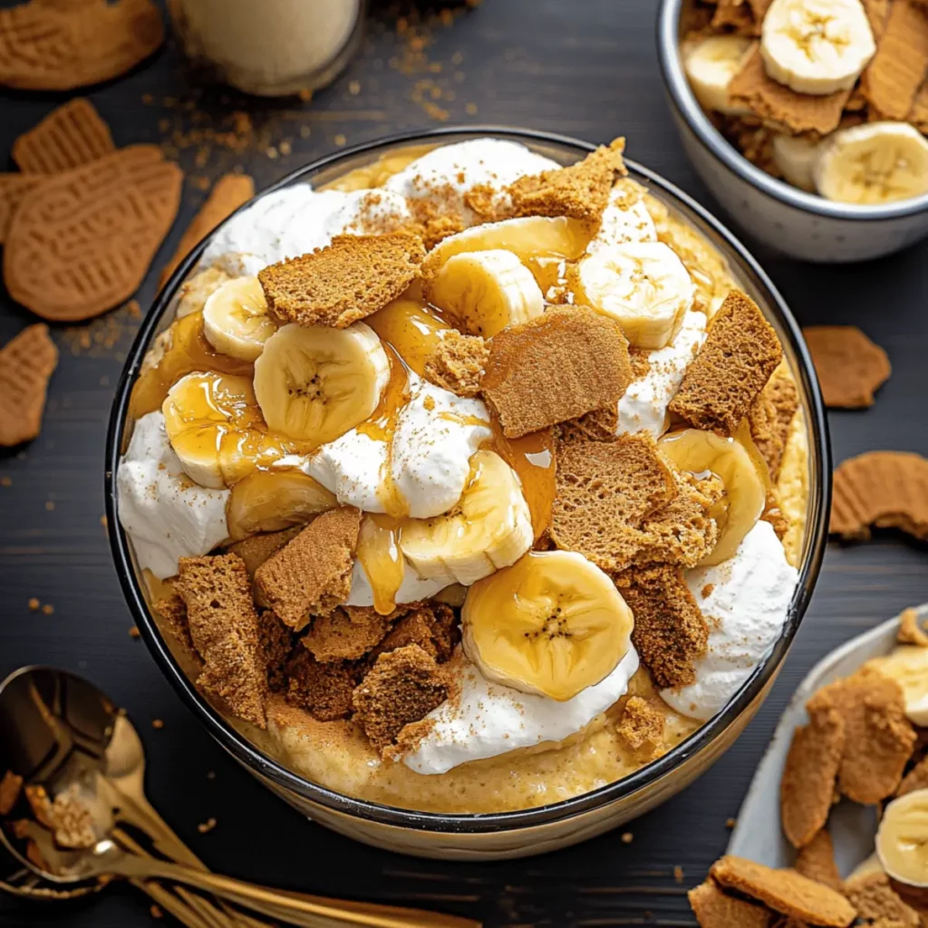 The Best Biscoff Banana Pudding with Caramel