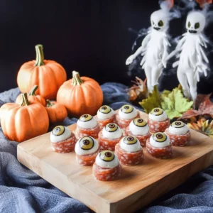 Salami Mozzarella Eyeballs Recipe - Easy Halloween Food Appetizers