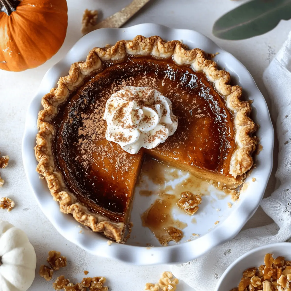 Delicious Pumpkin Pie Brûlée with Bourbon Vanilla Whipped Cream