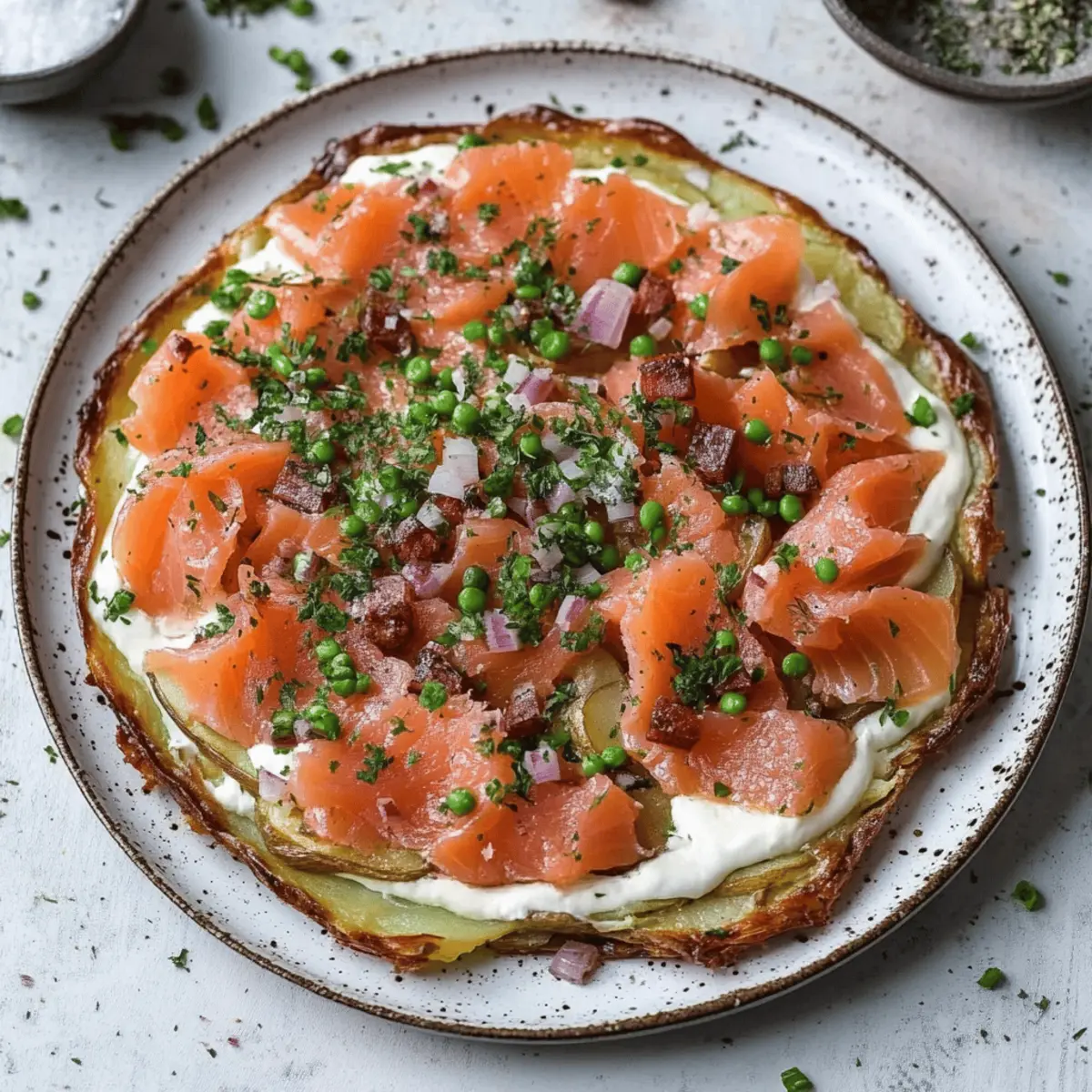 Crispy Potato Galette with Smoked Salmon and Dill Crème Fraîche
