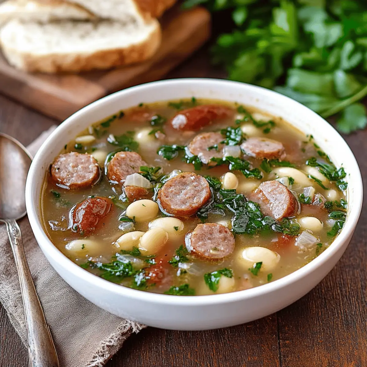Hearty Sausage Soup with Kale and Navy Beans Recipe