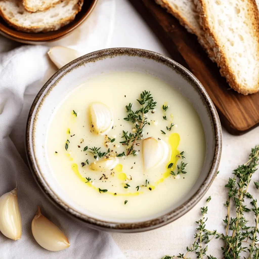 Velvety Country French Garlic Soup