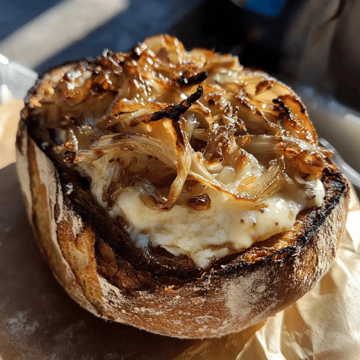 Caramelized Onion & Brie Toast on Sourdough