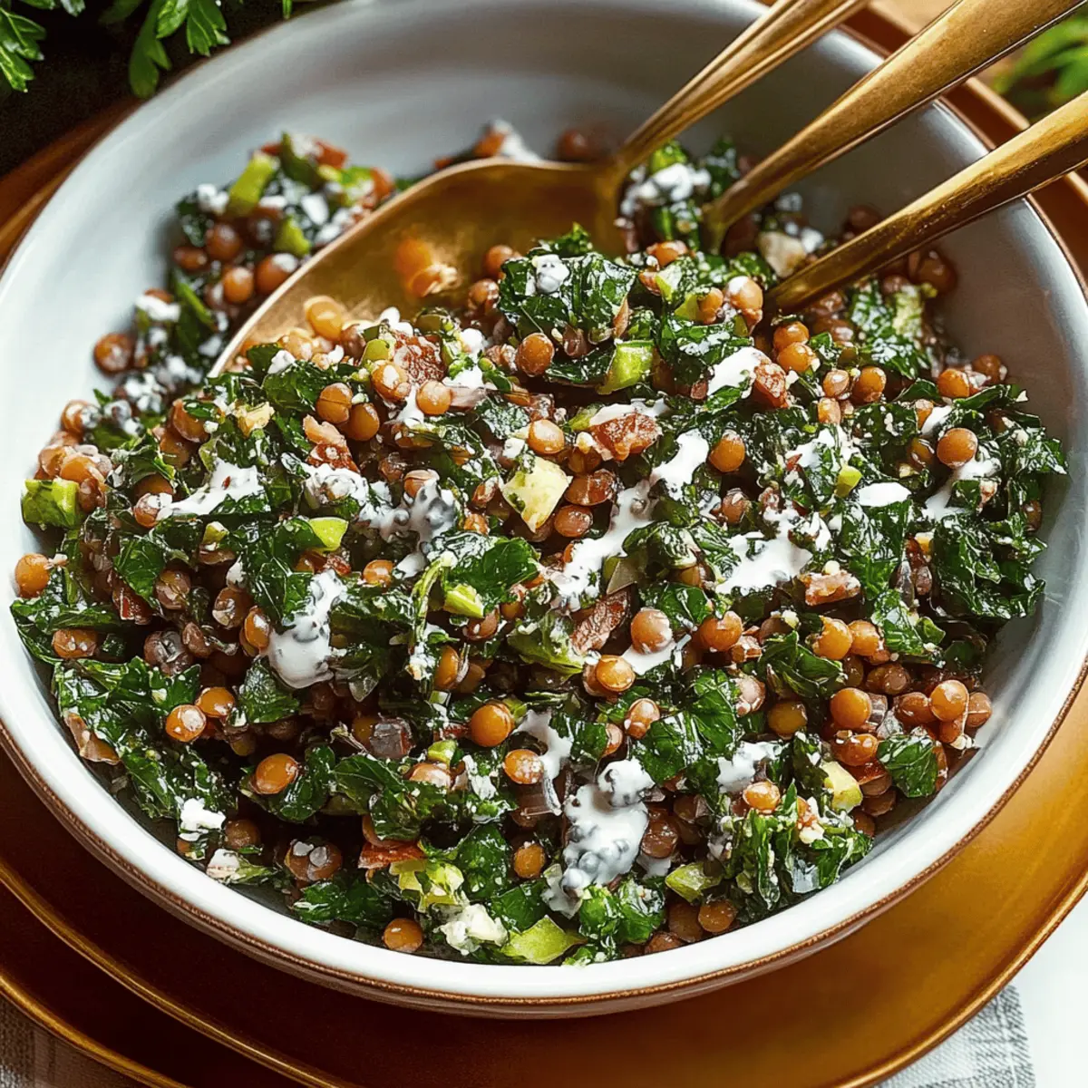 My Favorite Crunchy Lentil Salad with Lemon-Tahini Dressing