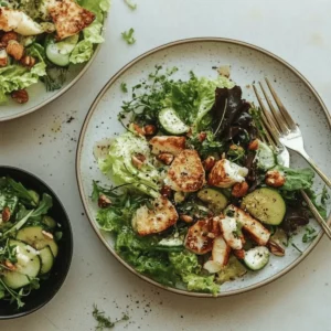 Crispy Torn Halloumi Salad