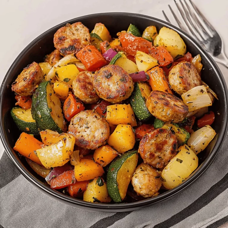 10 Minute Air Fryer Chicken Sausage and Veggies