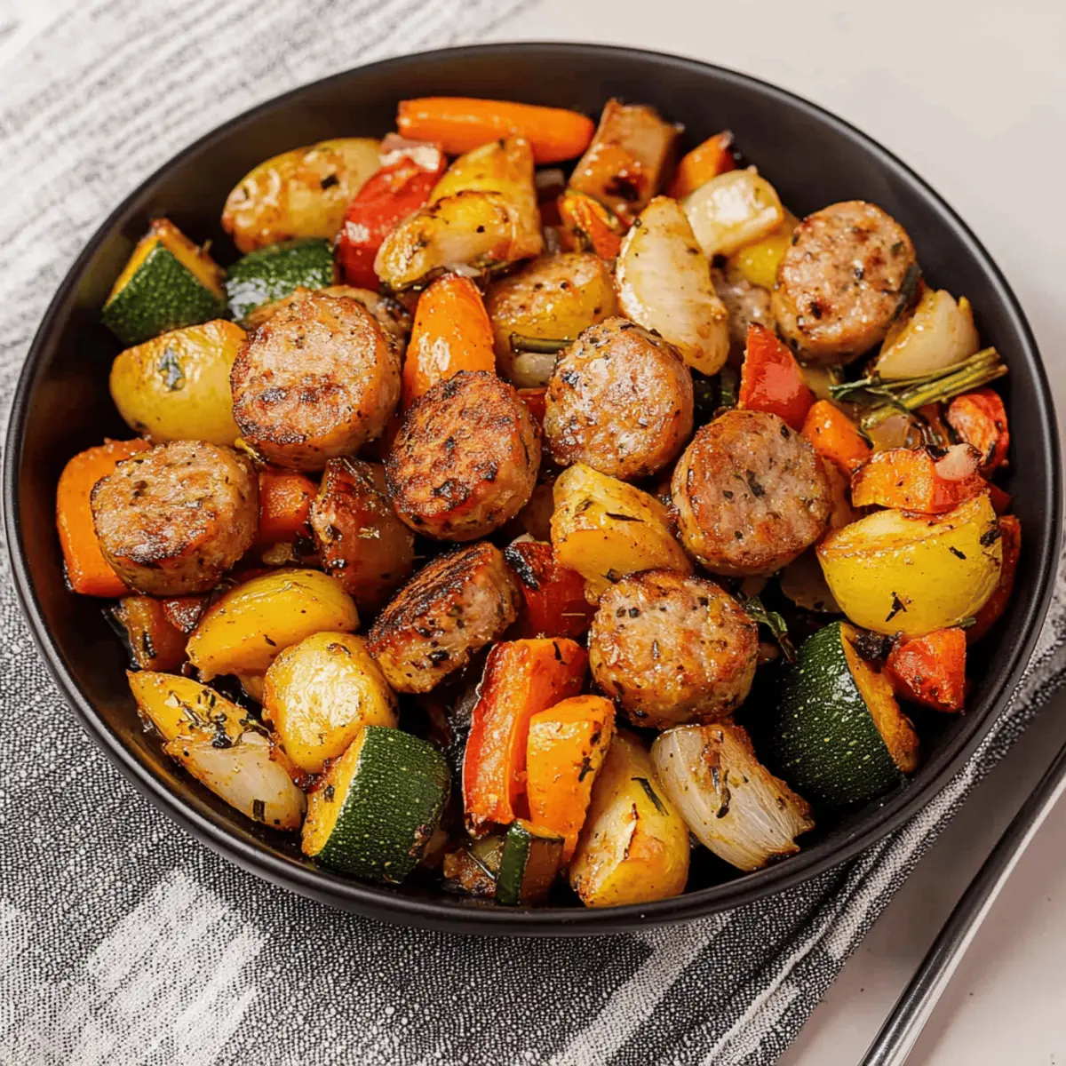 10 Minute Air Fryer Chicken Sausage and Veggies Recipe