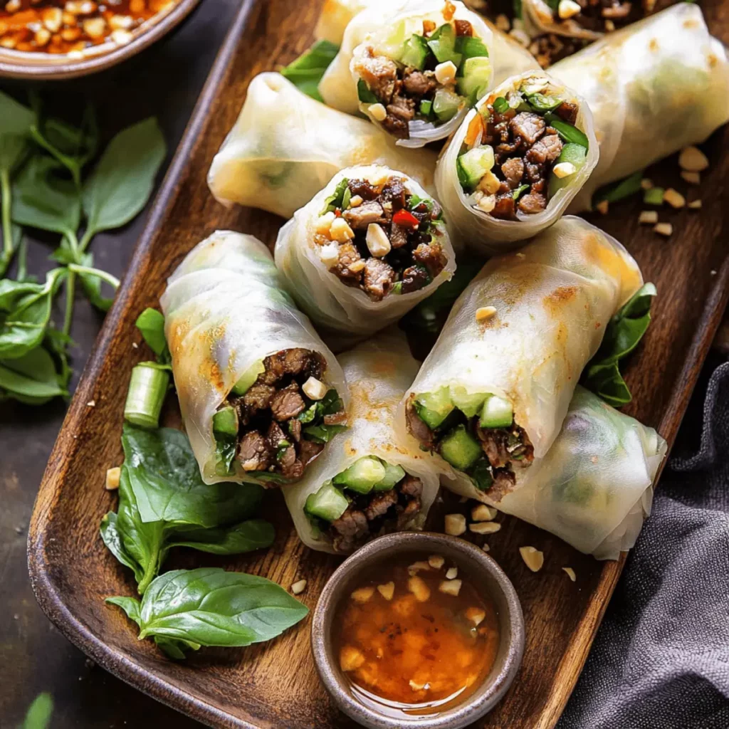 20 Minute Thai Basil Beef Rolls