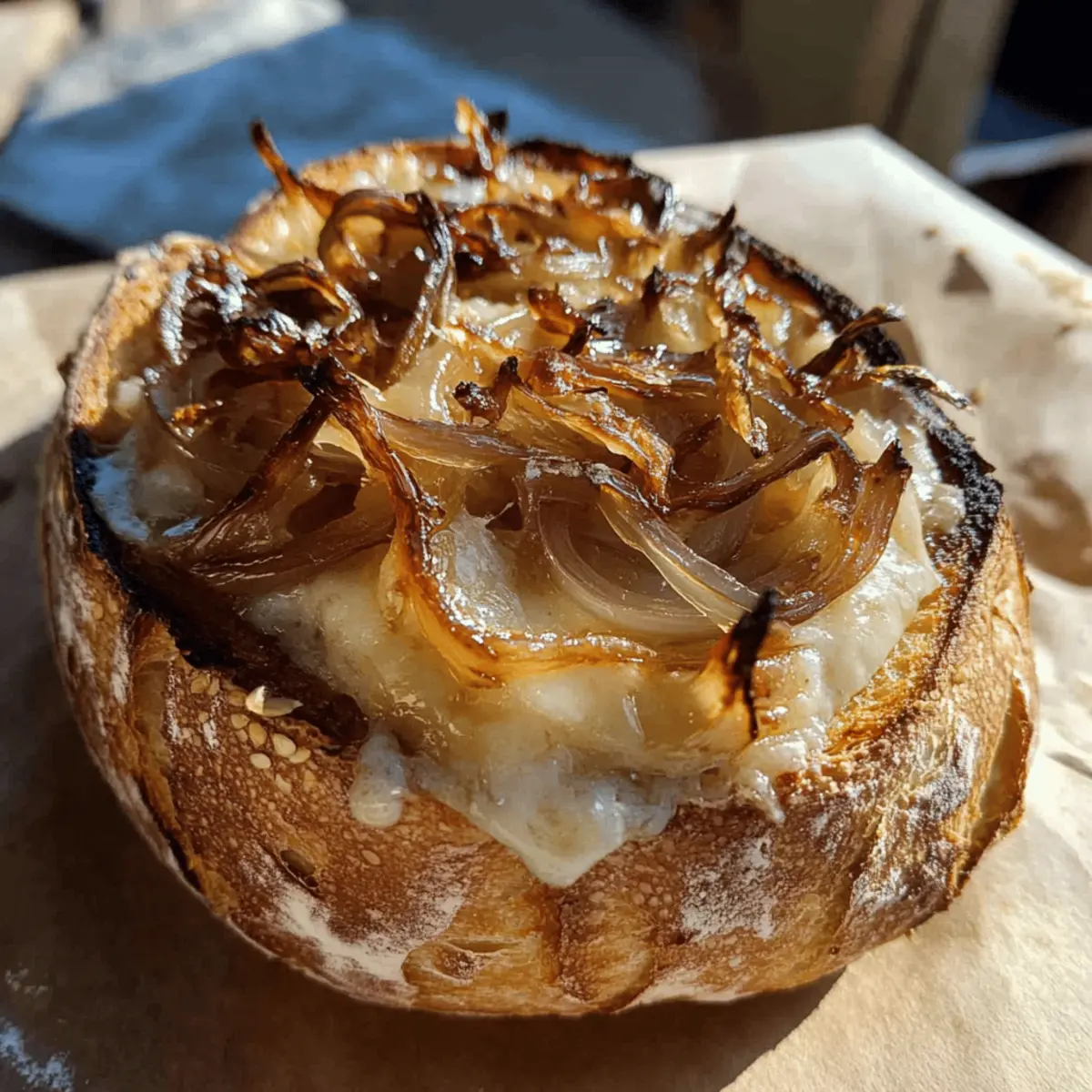 Caramelized Onion & Brie Toast on Sourdough