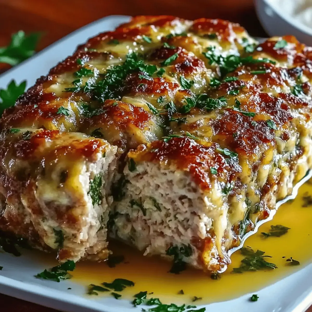 Melt-in-Your-Mouth Garlic Parmesan Chicken Meatloaf