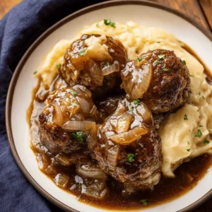 French Onion Meatballs with Savory Onion Sauce