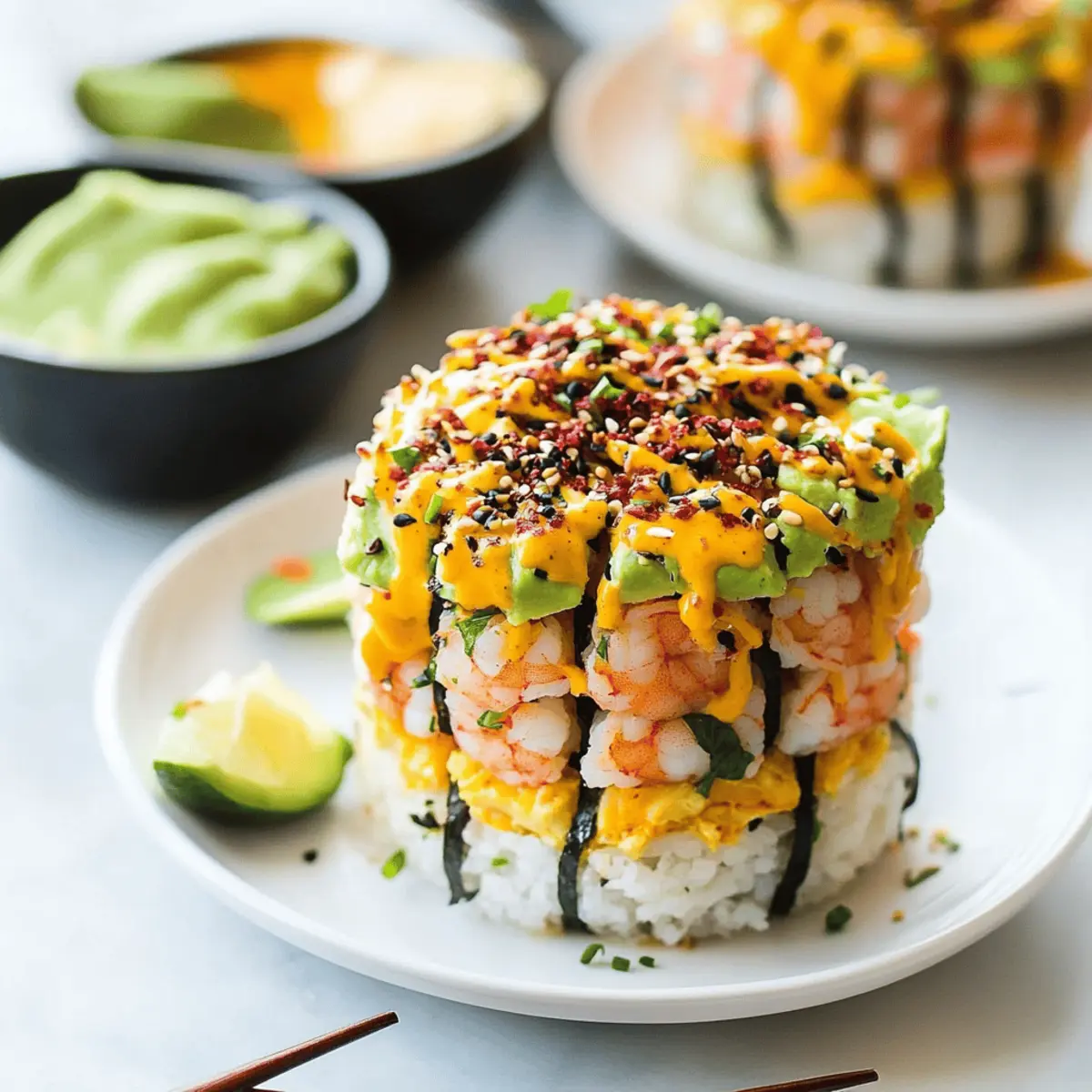 Irresistible Spicy Shrimp Sushi Stacks with Fresh Mango Salsa