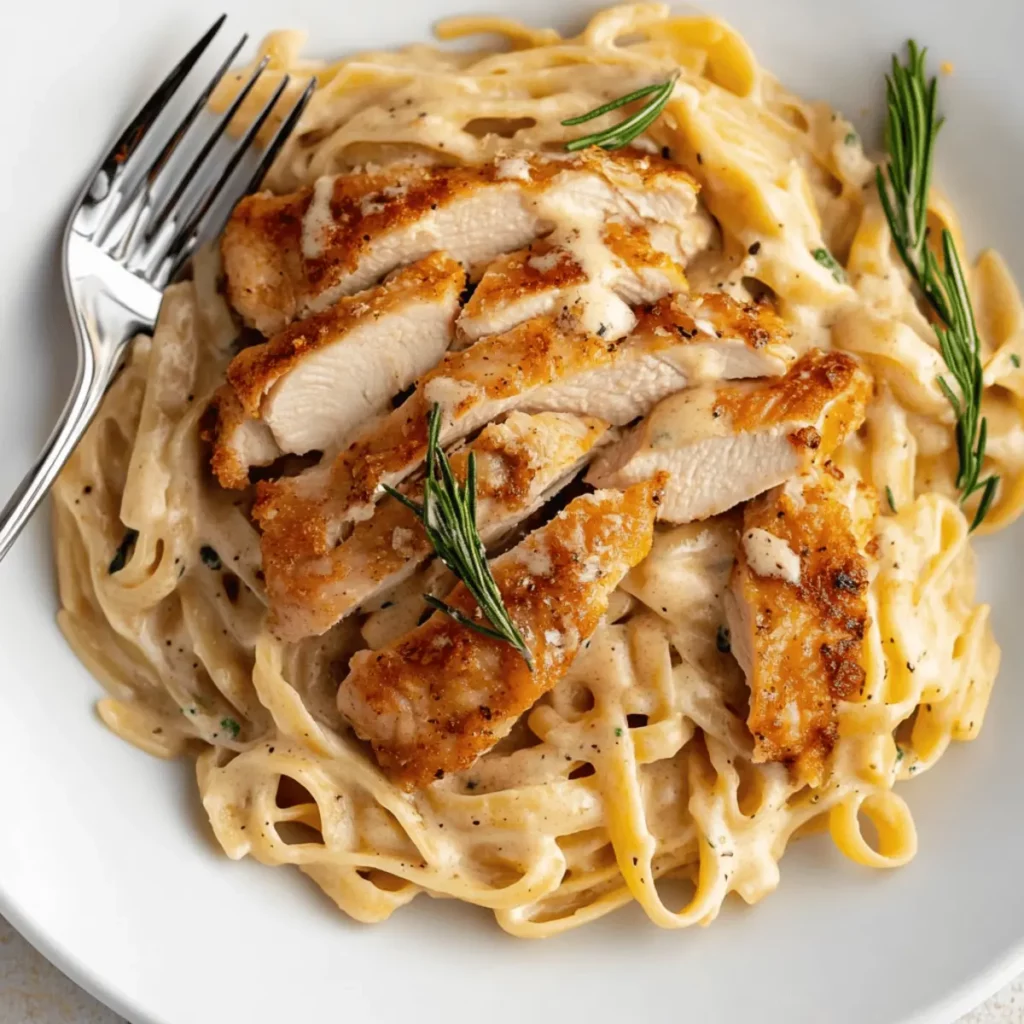 Crispy Chicken with Creamy Pasta