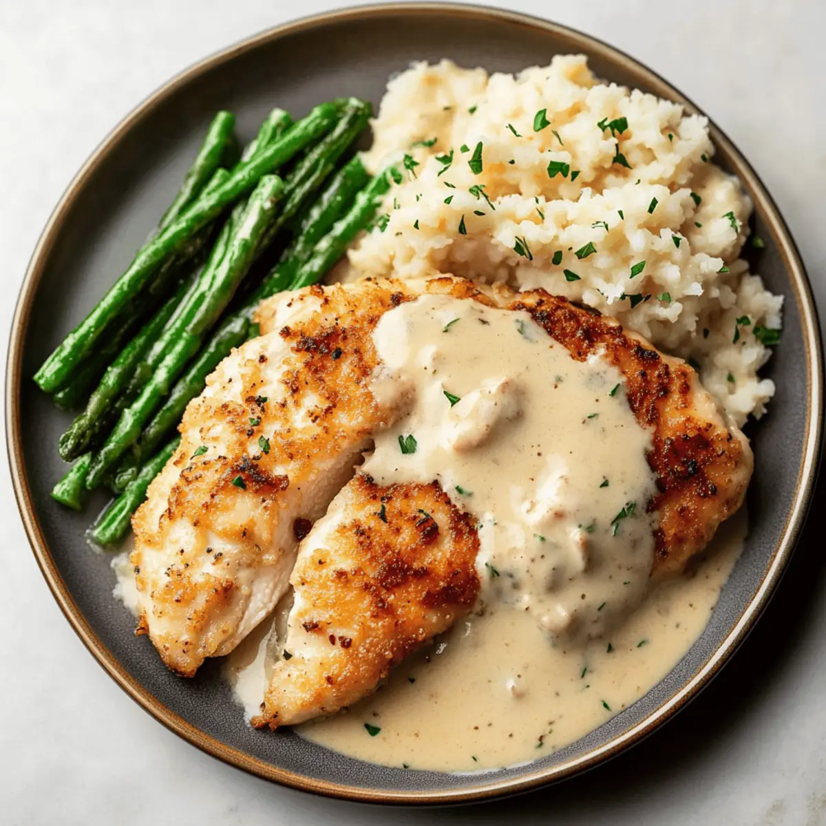 Crispy Parmesan Chicken with a Creamy Garlic Cream Sauce Recipe