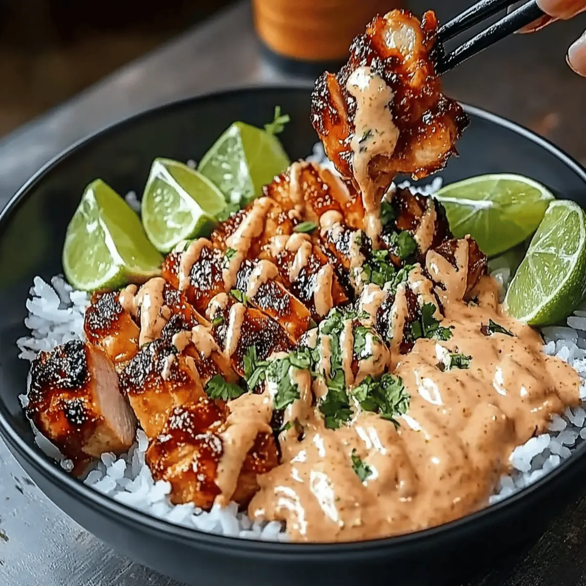 Delicious Sweet Chili Chicken Bowl with Coconut Lime Drizzle Recipe