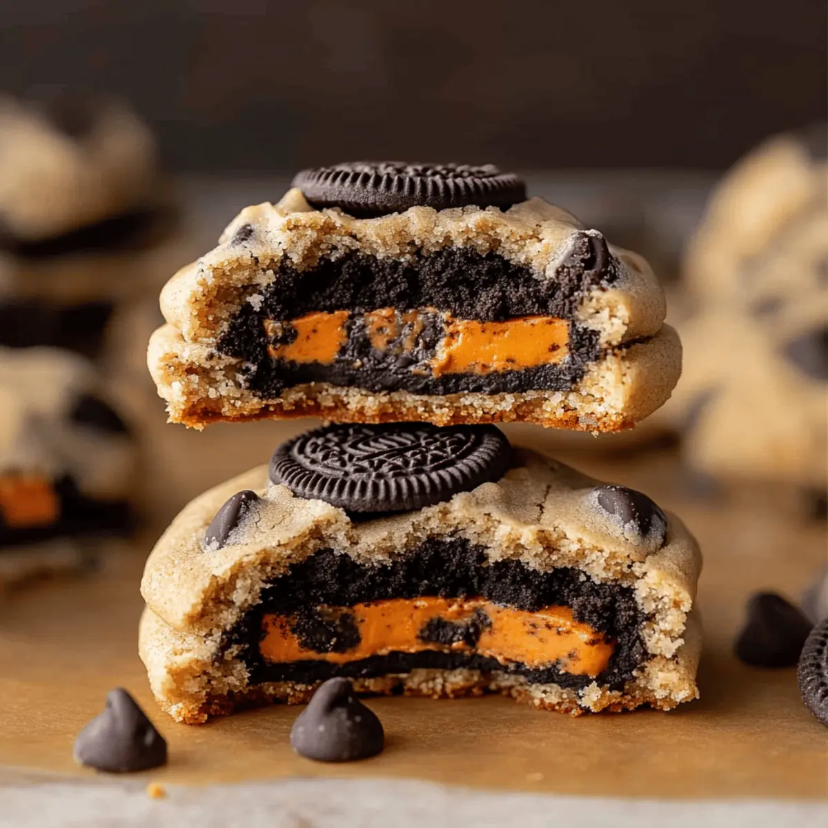 Easy Halloween Oreo Stuffed Chocolate Chip Cookies Recipe