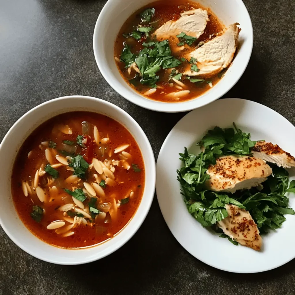 Chicken and Orzo Soup with Garlic and Paprika