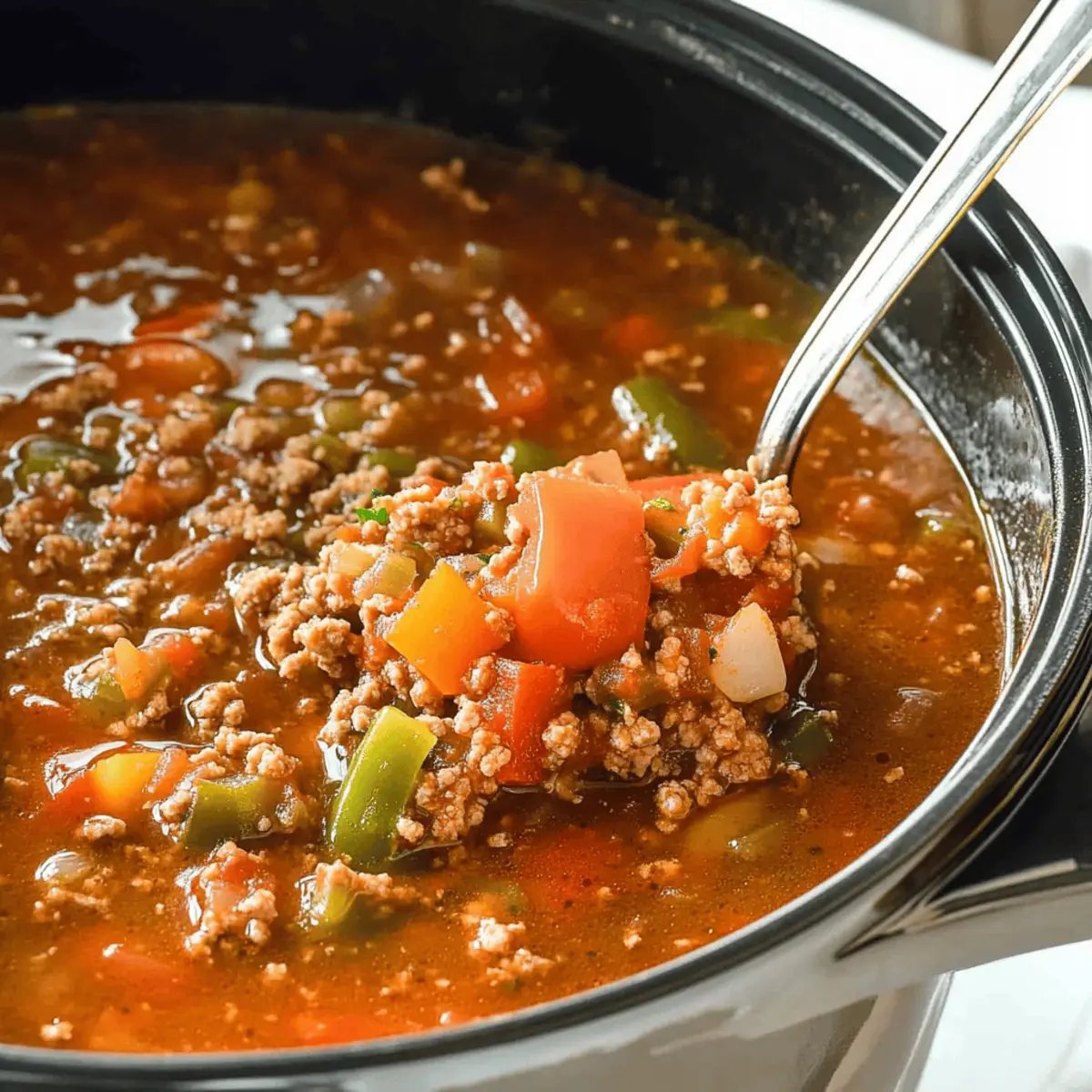 High Protein Stuffed Pepper Soup in a Slow Cooker Recipe