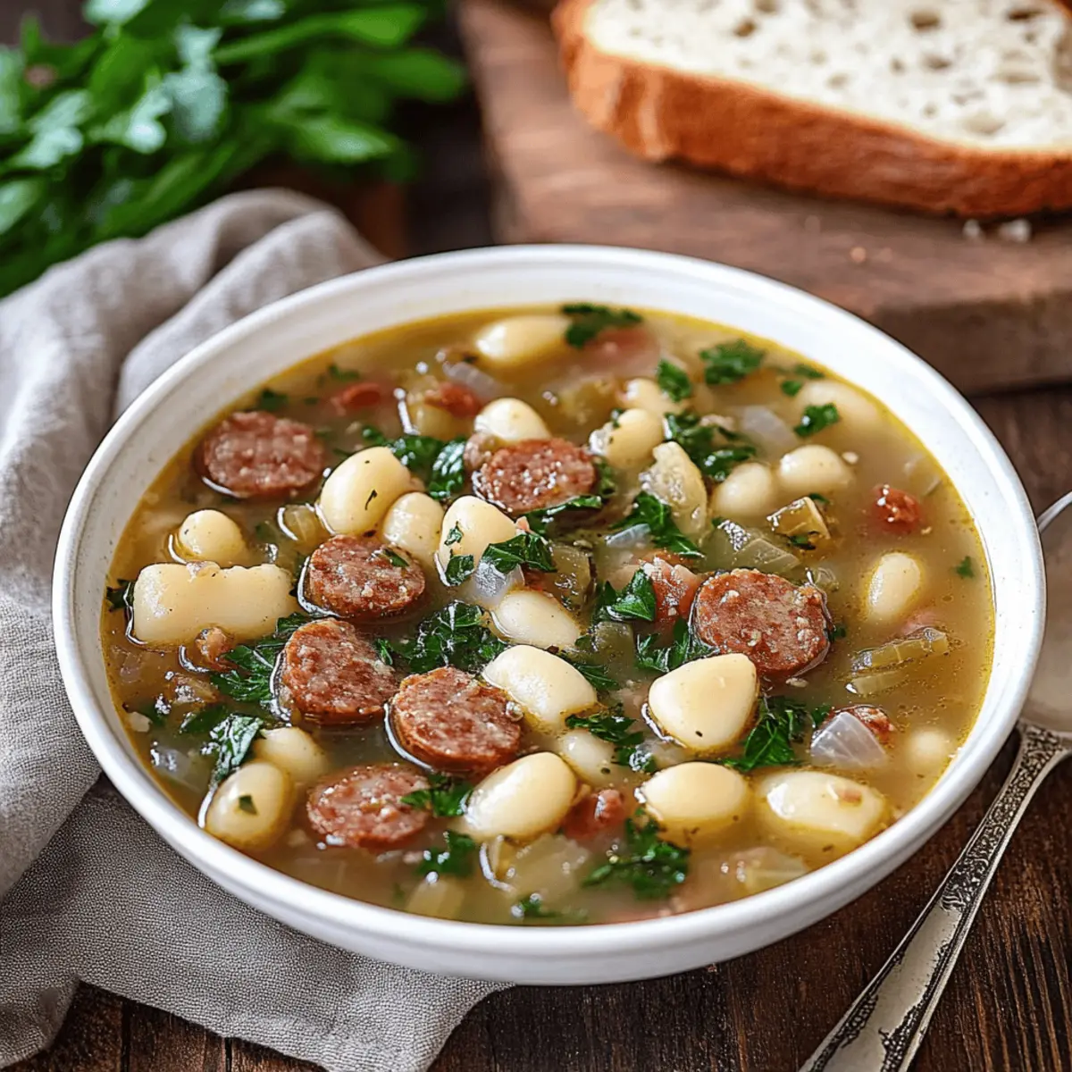 Hearty Sausage Soup with Kale and Navy Beans Recipe