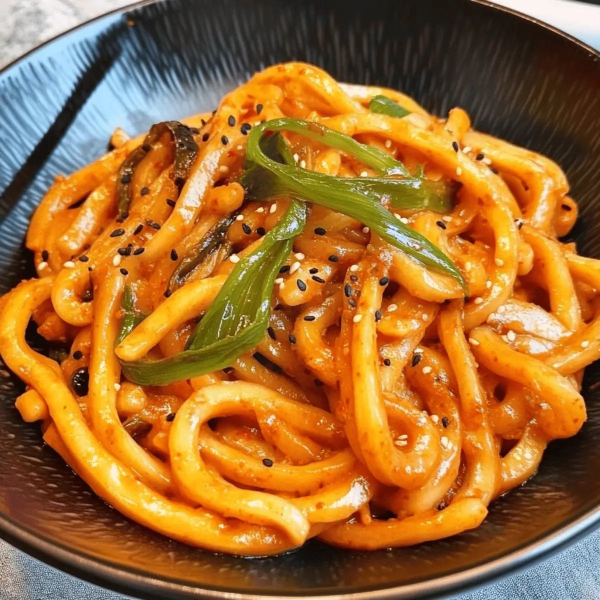 Deliciously Creamy Gochujang Udon Noodles with Mushrooms