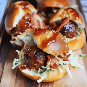 Bourbon BBQ Bacon Cheeseburger Meatball Subs